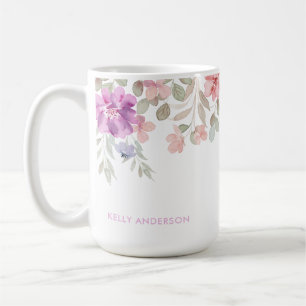 Taza De Café Calcomanía acuarela femenina con patrón floral tro