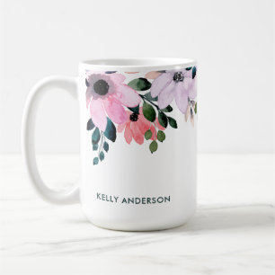 Taza De Café Calcomanía de follaje tropical femenino con patrón