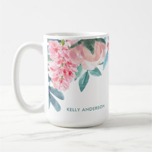 Taza De Café Calcomanía de patrón floral botánico de follaje de
