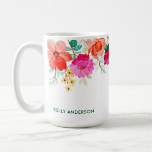 Taza De Café Calcomanía de patrón floral de moda botánico femen