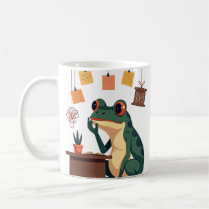 Taza De Café Calcomanía de rana que sobrepiensa Humor divertido