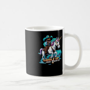 Taza De Café Calcomanía de Unicornio Vaquero Cripto