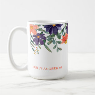 Taza De Café Calcomanía Monogramada con Patrón de Follaje Botán