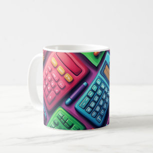 Taza De Café calculadora de estilo cartoon con un azul brillant