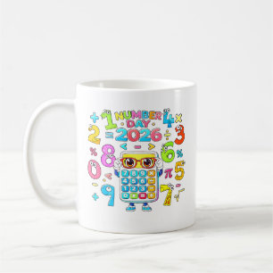 Taza De Café Calculadora Día 2026 Diseño Matemático para Niños