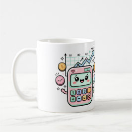 Taza De Café Calculadora Kawaii Pastel Finanzas Estudiante Pega