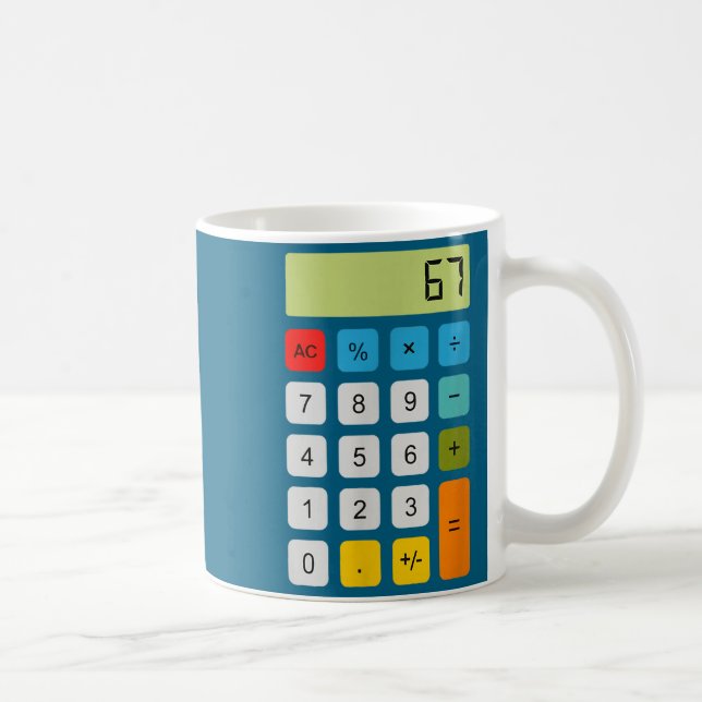 Taza De Café Calculator 67 Six Seven Funny Math Meme  (Derecha)