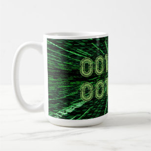 Taza De Café Cálculo verde vibrante del código binario 69 de Sl