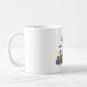 Taza De Café Caldero de Poción de Gato Negro Arte de Halloween