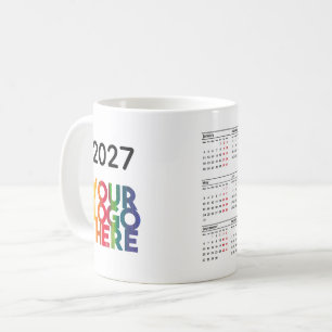 Taza De Café Calendario 2027 Logotipo Empresa Regalo Oficina Co