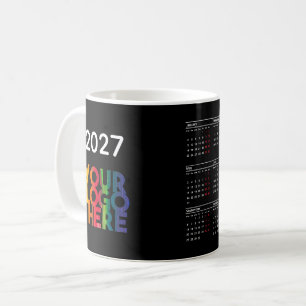 Taza De Café Calendario 2027 Logotipo Negocio Regalo Oficina Co