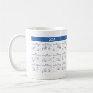 Taza De Café Calendario 2027 por mes para casa, escuela y ofici