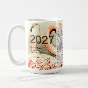 Taza De Café Calendario de Arte Tropical de Flamencos Vibrantes