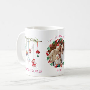Taza De Café Calendario de Fotos Navideñas Coloridas y Sencilla