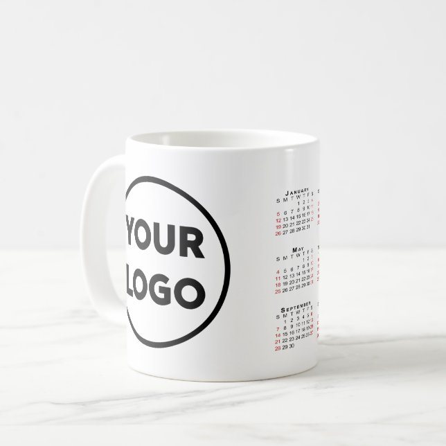 Taza De Café Calendario de logotipos para empresas personalizad (Anverso izquierdo)