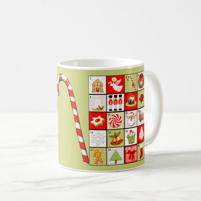 Taza De Café Calendario de navidades con aviso previo en la Min (Anverso derecho)