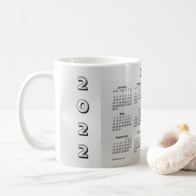 Taza De Café Calendario de verano plateado 2022, de Janz (Con donut)