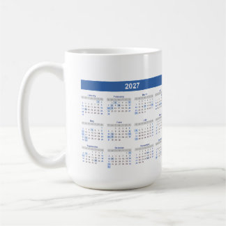 Taza De Café Calendario mensual 2027 Doble cara