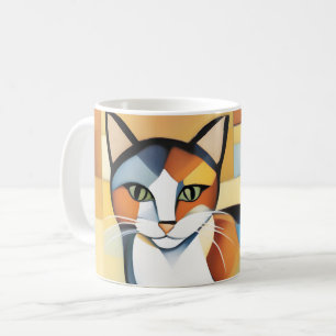 Taza De Café Calico Cubism A Feline