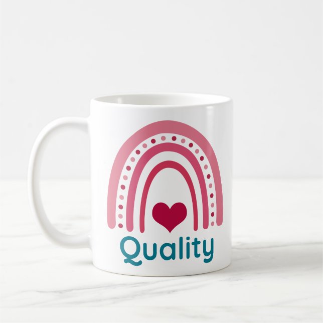 Taza De Café Calidad Viva Magenta Boho Arcoiris (Izquierda)