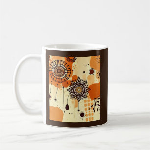 Taza De Café Cálido Floral Mandala Rustic Otoño Boho