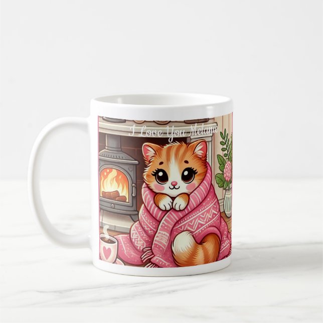 Taza De Café Cálido Kitty En Un Café De Personalizable En Blanc (Izquierda)