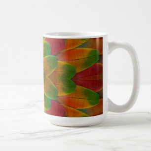 Taza De Café calidoscopio de plumas de loro guacamayo
