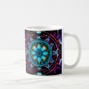 Taza De Café Calidoscopio Explosión de Estrellas de Neón