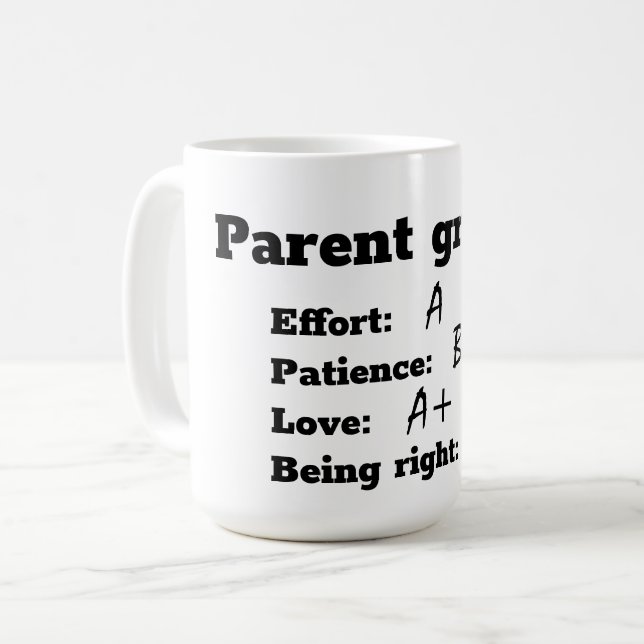 Taza De Café Calificaciones de los padres en esfuerzo, pacienci (Anverso izquierdo)