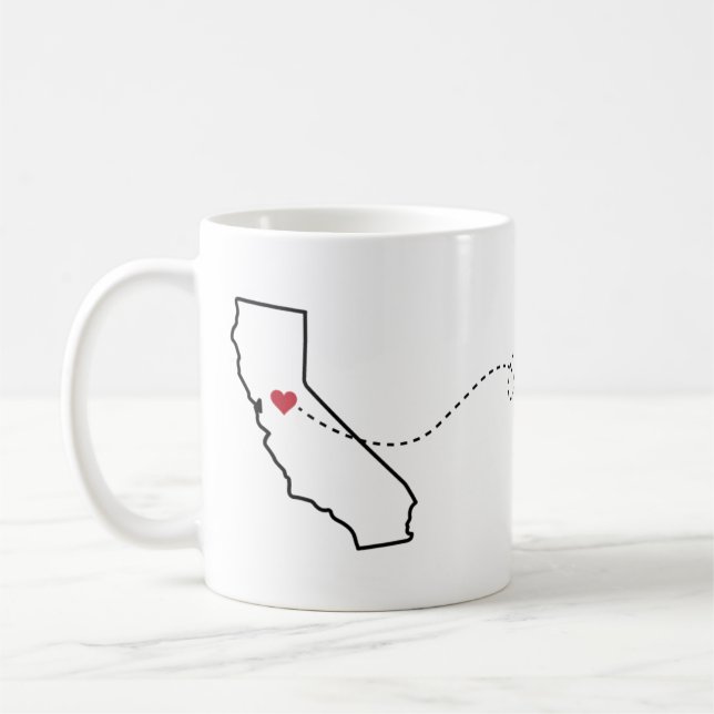 Taza De Café California a Wisconsin - Heart2Heart Coffee Mug (Izquierda)