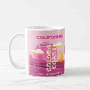 Taza De Café California, arte de viajes, preppy, rosa