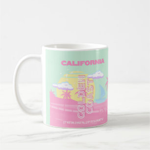 Taza De Café California, Beach, Travel Art, Preppy