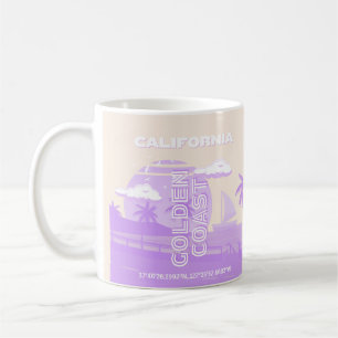 Taza De Café California, Costa Dorada, Arte de Viaje, Preppy