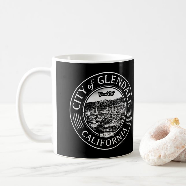TAZA DE CAFÉ CALIFORNIA GLENDALE - MONTAÑAS SAN GABRIEL (Con donut)