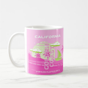 Taza De Café California, Los Ángeles, Travel Art, Preppy, Pink