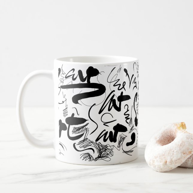 Taza De Café Caligrafía de Doodle Art personalizado (Con donut)