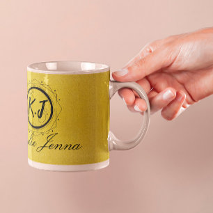 Taza De Café Caligrafía de escritura exclusiva de oro y negro e