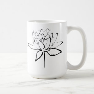 Taza De Café Caligrafía de Loto (Negro)