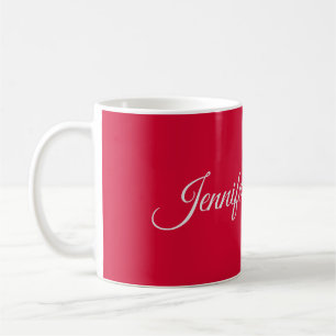 Taza De Café Caligrafía de moda Elegante Rojo cereza personaliz