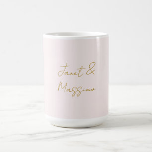 Taza De Café Caligrafía elegante de color dorado y pastel con n