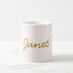 Taza De Café Caligrafía elegante de nombre simple en color dora