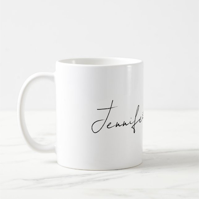 Taza De Café Caligrafía Elegante Llanto Blanco y Negro Simple (Izquierda)