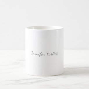 Taza De Café Caligrafía Elegante Negro y Blanco Sencillo Simple