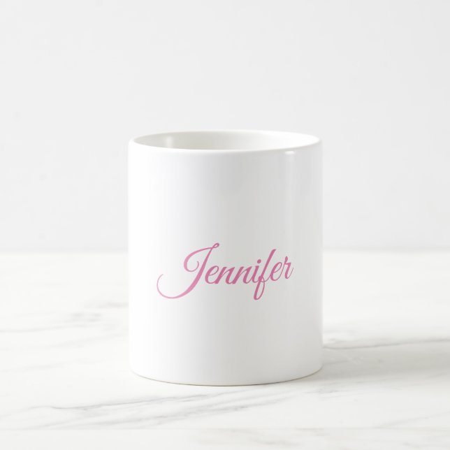 Taza De Café Caligrafía Elegante Nombre Personalizado Blanco Ro (Centro)
