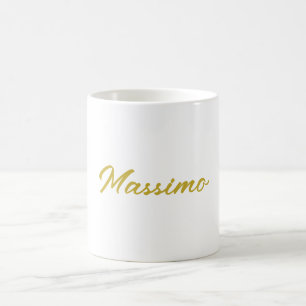 Taza De Café Caligrafía Elegante Oro Blanco Llano Nombre Simple