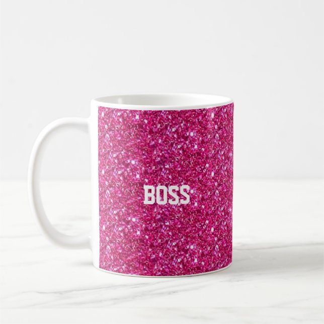 Taza De Café Caligrafía en rosa brillante (Izquierda)