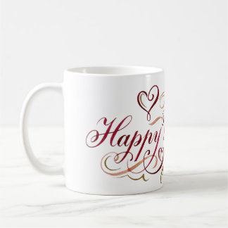 Taza De Café Caligrafía Feliz Día de San Valentín