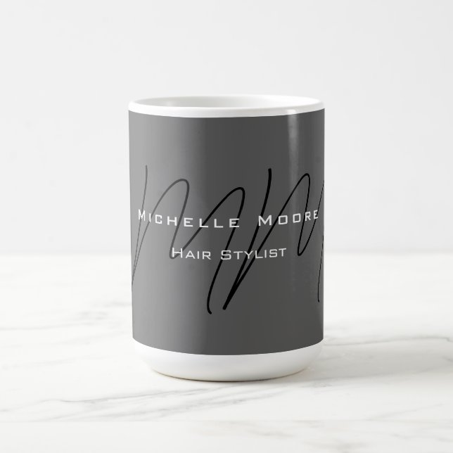 Taza De Café Caligrafía gris negro monogramada (Centro)
