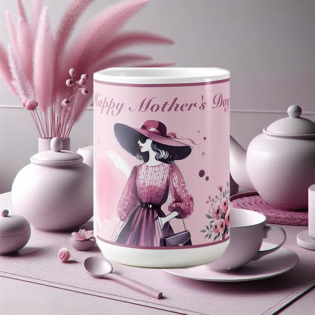 Taza De Café Caligrafía moderna Madres Foto Pluma acuarela (Modern Calligraphy Mothers Photo Plum Watercolor Coffee Mug)
