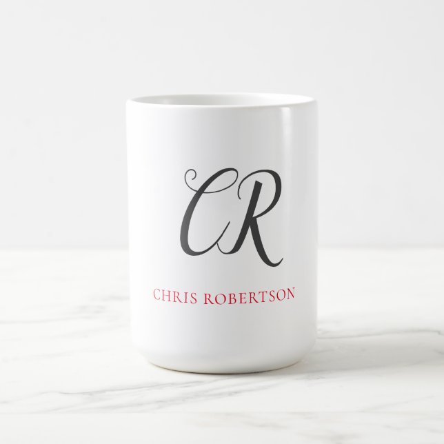 Taza De Café Caligrafía Monograma Nombre Regalo Personalizado G (Centro)